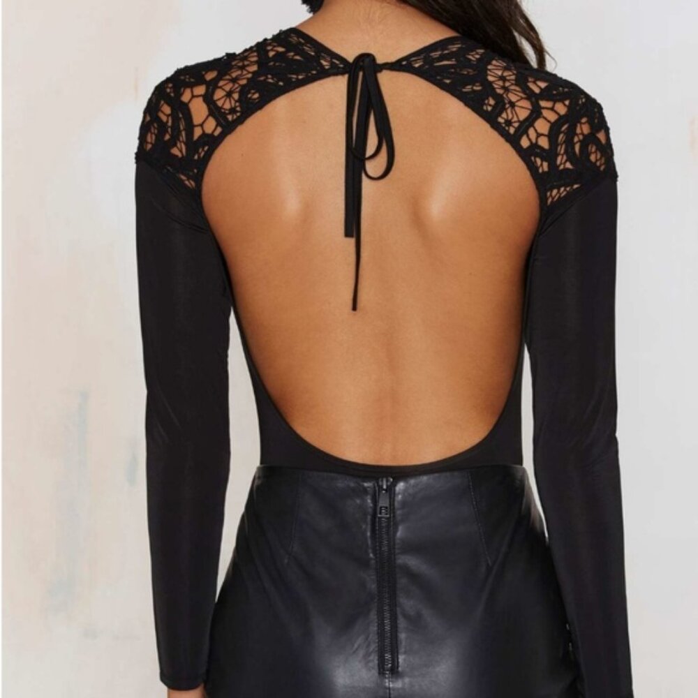 ❌ SOLD ❌ FOR LOVE & LEMONS - Penelope Crochet Lace Bodysuit in Black - Picture 7 of 8